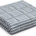 YnM Weighted Blanket, Oeko-Tex Certified Breathable Cotton Material with Premium Glass Beads (Blue White, 41''x60'' 7lbs), Suit for One Person(~60lb) Use on Twin Bed