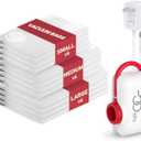 Vacuum Storage Bags for Travel, 12 Pack Vacuum Seal Bags for Clothing Travel, Vacuum Sealer Bags with High Pressure Electric Pump, Portable Space Saver Bags for Luggage Traveling