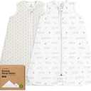 2-Pack Baby Sleep Sacks, Zipper Wearable Blanket - 0.5TOG Organic Cotton, Lightweight, Soft Cozy Infant Sleeping Sack 3-6 months,Easy to Wear Small Newborn Transition Swaddles Sleepsacks (BumbleBear)