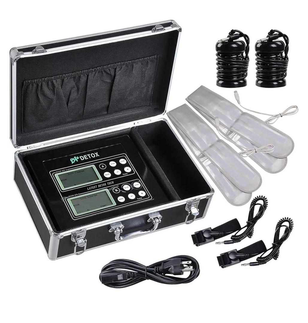 Ionic Foot Bath Detox Machine, Dual Foot Spa System with Dual LCD Display, Foot Chi Cleanse Machine with 2x Array, 2x Heating Waistbelt, 2x Wristband for 2 Users