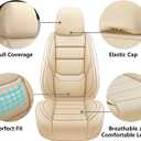 NS YOLO Leather Car Seat Covers Front Pair,Universal Fit for Most Cars,SUVs and Sedans,Waterproof Luxury Leatherette Cushions, 2 Car Seat Protectors (Beige, Front Pair-2 Seats(Driver and Passenger))