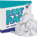 Arkwright Premium T-Shirt Rags Bulk, 10 lb Box, Cotton Cleaning Towels, Low Lint Knit Wiping Cloths for Paint, Stain, Grease, Shop and Auto Use, Quick Dry Machine Washable, White
