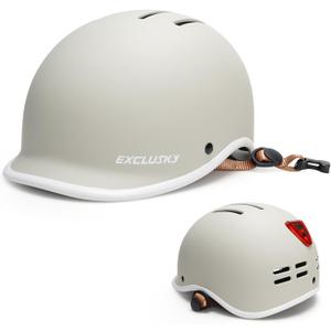 Exclusky Bike Helmet for Adults,Adjustable Cycling Helmet for Men & Women Safety Certified Bicycle Helmet for Commuting, Road Biking, Skating with USB Rechargeable Rear Light (56-61 cm, Grey)