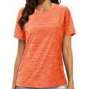 MAGCOMSEN Womens Lightweight Running Shirts Crew Neck Gym T-Shirt Summer Hiking Sports Shirt Active Tops Orange, S (S)