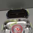 Bento Box, Stainless Steel Lunch Box,4Grid Portable Bento Box,Food Storage Container for Adult,The Lid Contains Spoons and Chopsticks(Green)