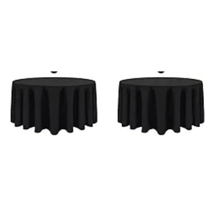 2-Pack Round 90-inch Grey Table Cloths, Solid Stain and Wrinkle Resistant Circular Tablecloth, Premium Plain Weave Polyester Fabric Table Linen Covers for Hotel, Banquet