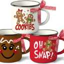 Christmas Gingerbread Man Mini Coffee Mug Set of 3, Xmas Cookies Oh Snap 5 oz Mini Coffee Cups for Tiered Tray Decor, Funny Winter Holiday Kitchen Coffee Bar Decorations Housewarming Gift