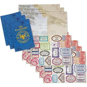 Fun Express Passport Book for Kids Set of 12 Passport Sticker Books with Travel Stamp Stickers | Pretend Play Notepads for Kid Scrapbooks | Blank Travel Journal Books Party Favors
