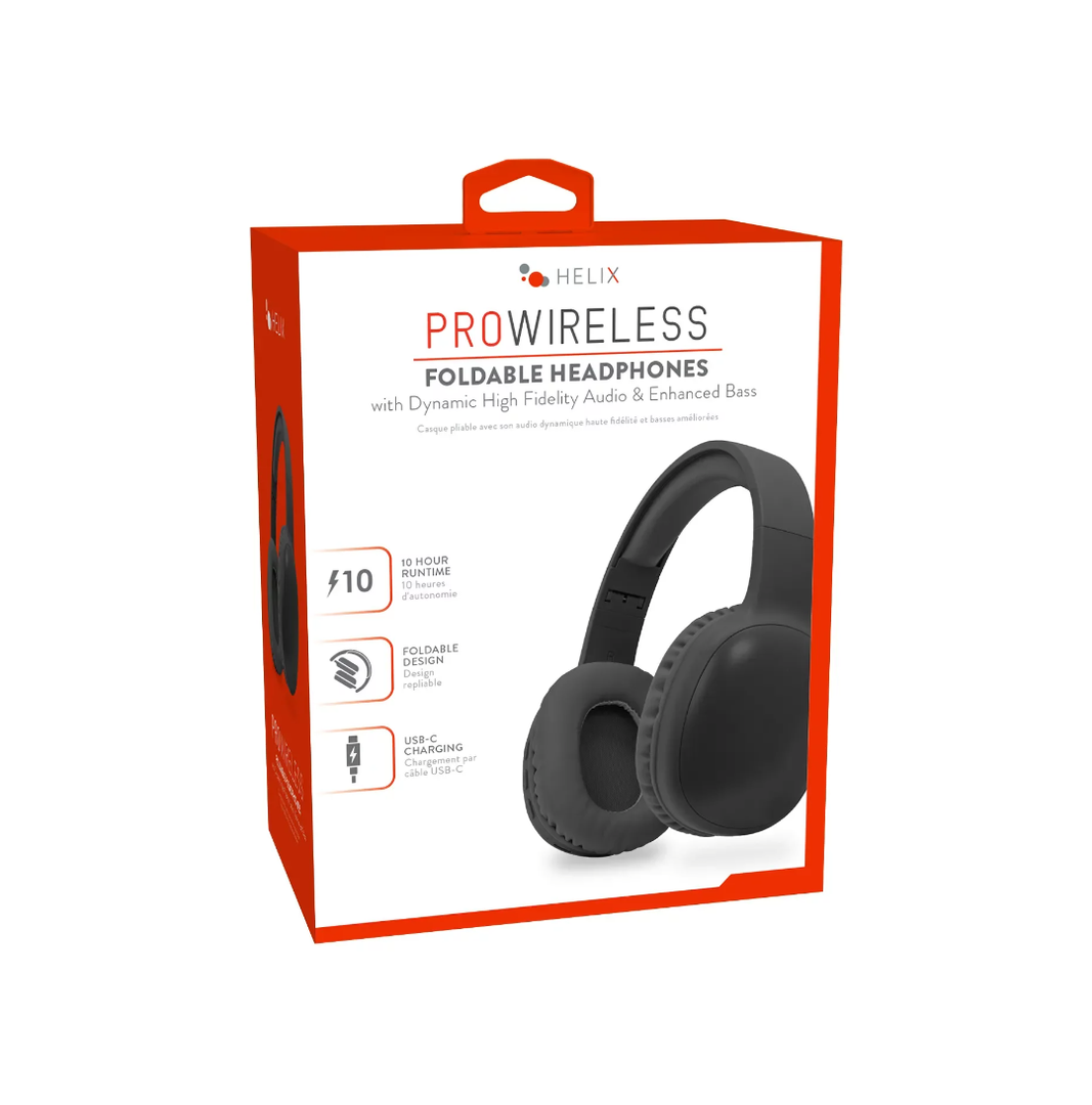 Helix Pro Wireless Foldable Bluetooth Headphones - Black