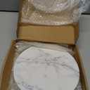 8 Inch Trivets for Hot Dishes, Pots and Pans, Marble Style Ceramic Trivet with Holder, Heat Resistant Hot Plate Mats for Countertops, Table, Home Essentials, Farmhouse Decor, Set of 3 (Blue)