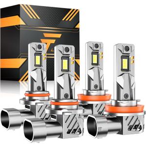 H11 9005 Led Bulb, 32000LM Super Bright Fog Lights, 6500K Cool White 9005/HB3 H11/H8/H9 Led Light Bulbs, IP67 Waterproof, 99% CANBUS Ready, Pack of 4