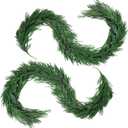 6FT Christmas Garland,Flexible Greenery Artificial Norfolk Pine Garland for Fireplace Mantel Staircase Front Door Table Centerpiece, Indoor Outdoor Holiday Decor with Realistic Pine Needles (2)