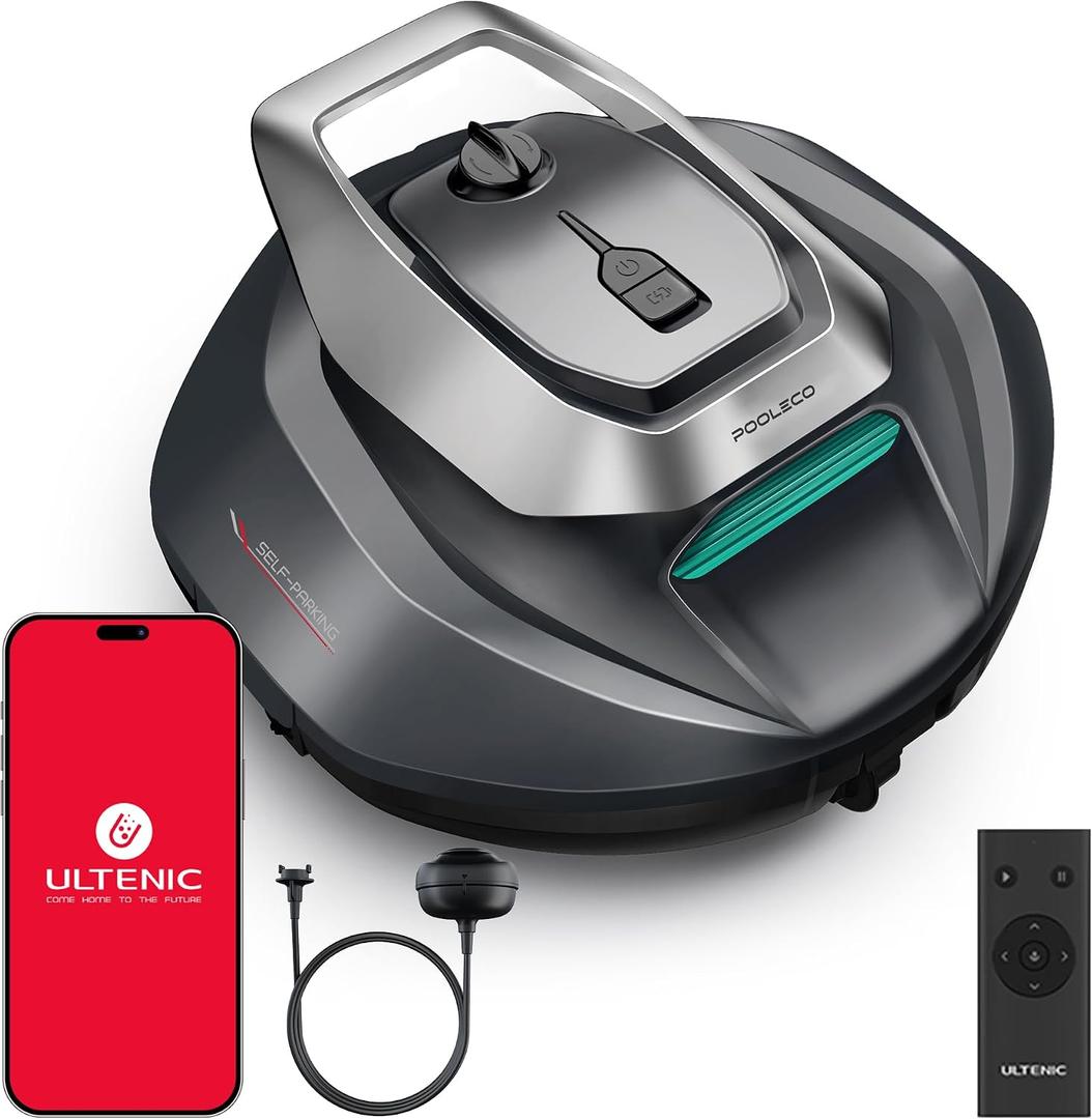 Ultenic Cordless Robotic Pool Cleaner with RemoteAPP Control, Pool Vacuum for Above & In-Ground Pool up to 850 Sq.ft., 90 Mins Long Runtime, Fast Charging, Self-Parking2.5L Large Filter, Green