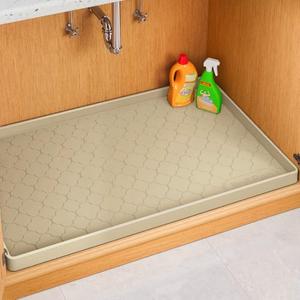 Jin&Bao Waterproof Under Sink Mat 22" x 22", Thick Silicone Mat Cabinet Protector for Kitchen and Bathroom, Shelf Liner, Home Organizer and Storage, Multipurpose Tray for Gadgets and Essentials