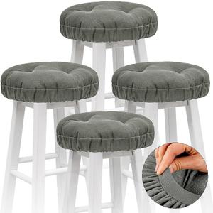 Marsui 4 Pieces Soft Stool Covers Round Bar Stool Cushions with Elastic Band Padded Seat Covers Nonslip Round Seat Cushions for Chairs Slipcovers(14.2 Inch,Dark Gray)