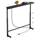 Keelian 78 inch Behind Couch Table with Outlets Adjustable Sofa Table Black