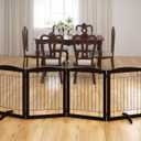 PAWLAND 96-inch Extra Wide Dog gate for The House, Doorway, Stairs, Freestanding Foldable Wire Pet Gate, Set of Support Feet Included (Espresso, 30" Height-4 Panels)
