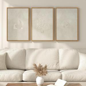 Framed Christian Wall Art Set of 3, Neutral Beige Psalm Scripture Canvas Prints, Minimalist Biblical Verse Artwork for Living Room Bedroom Office Prayer Room, 16x24 Inch