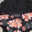 Herseas Women's Bikini Sets High Neck Tropical Leaf Print High Waisted Two Pieces Swimsuits Bathing Suits Large, Black