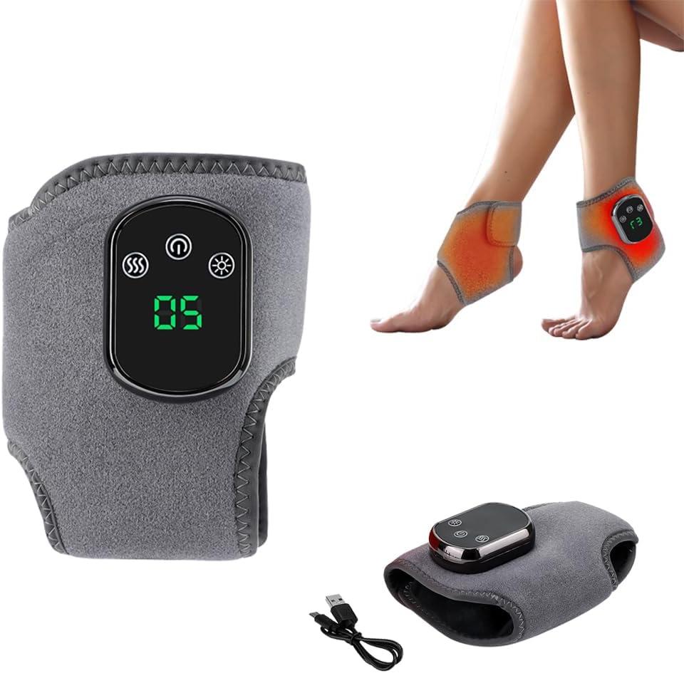 Portable Foot and Ankle Massager with Heat  3-Speed Vibration & 5-Temperature Settings, Wireless for Pain Relief, Swelling, Plantar Fasciitis, Travel & Home Use