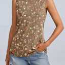 ORANDESIGNE Womens Floral Tank Tops Crewneck Sleeveless Shirts Casual Summer Loose fit Top Wlidflower Khaki Medium