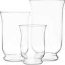 Royal Imports Hurricane Pillar Candle Holder, Clear Glass Flower Vase, Terrarium Planter, Decorative Centerpiece - Use for Floating Tealights, Wedding, Home Display, Holiday - 3 Pc Set, 6", 8" 10"