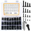 1680 Pcs M2 M3 M4 M5 Metric Hex Head Bolts and Nuts and Washers Set, Hex Socket Head Cap Screws Bolts and Nuts and Washers Assortment Kit, Black Machine Screws Set
