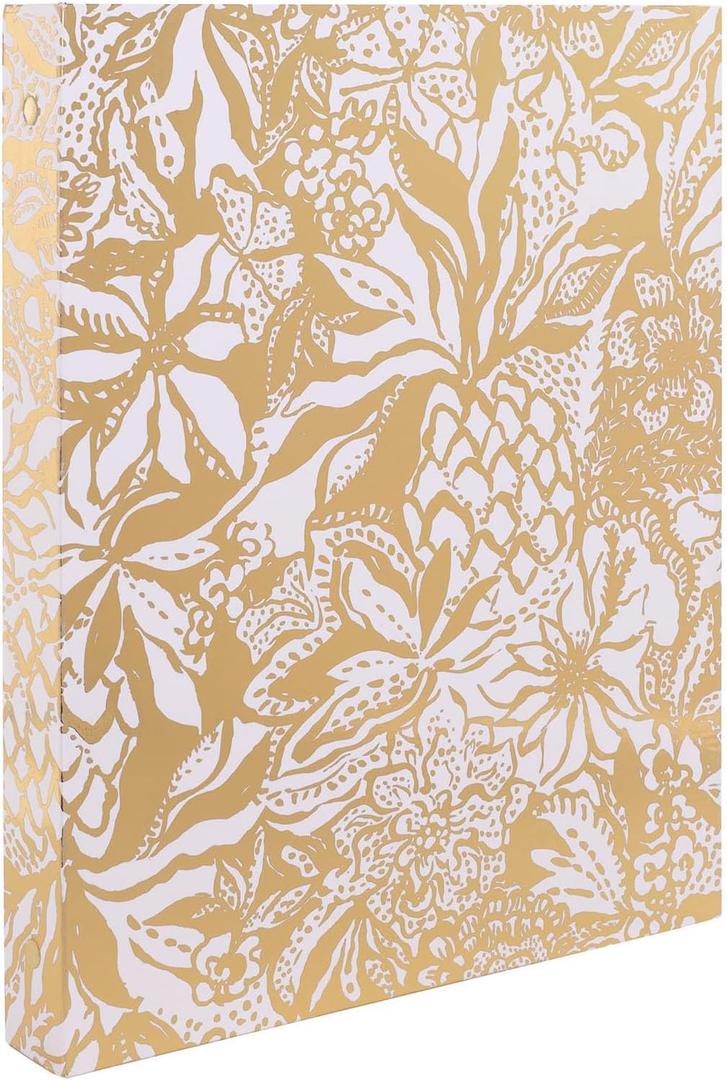 Lilly Pulitzer Cute 3 Ring Binder with Pockets and 3 Tab Dividers, Thin Binder with Metal Rings 0.75 Inch, 0.75" Aesthetic Binder (Safari Sangria)