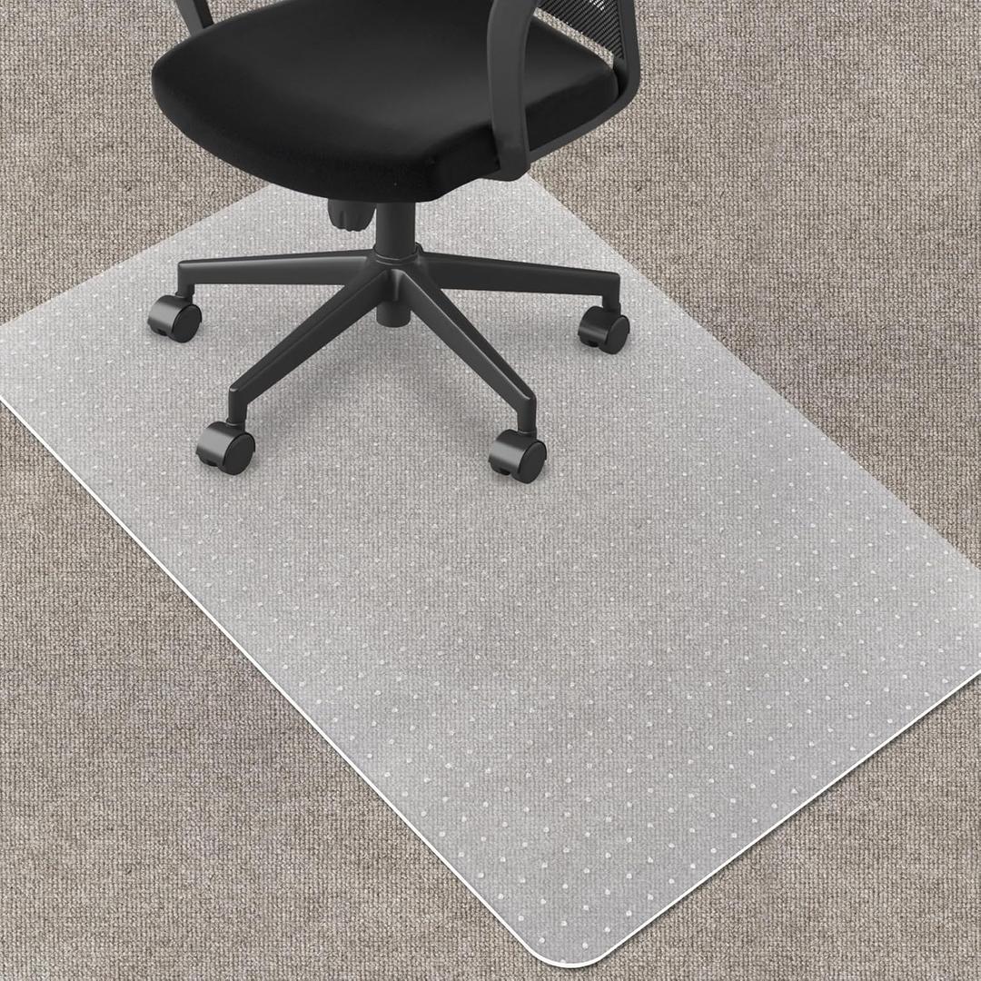 SHAREWIN Chair Mat for Carpeted Floor,48''36'' PVC Carpet Protector for Low Pile Carpets Heavy Duty Effective Grip Anti-Slip, Won't Crack, Easy to Clean for Office and Home
