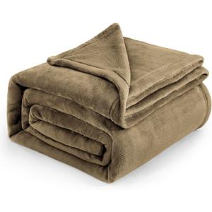 Bedsure Fleece Blankets Queen Size Camel - Bed Blanket Soft Lightweight Plush Fuzzy Cozy Luxury Microfiber, 90x90 inches (Queen (90" x 90"))
