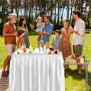Folding Ice Cooler Table with Metal Side Desktop, Skirt &Drain Hose Plastic Chill Table to Keep Drinks Cool, Portable Self-Serving Beverage Cooling Bar for Parties, Picnics, Barbecues(White