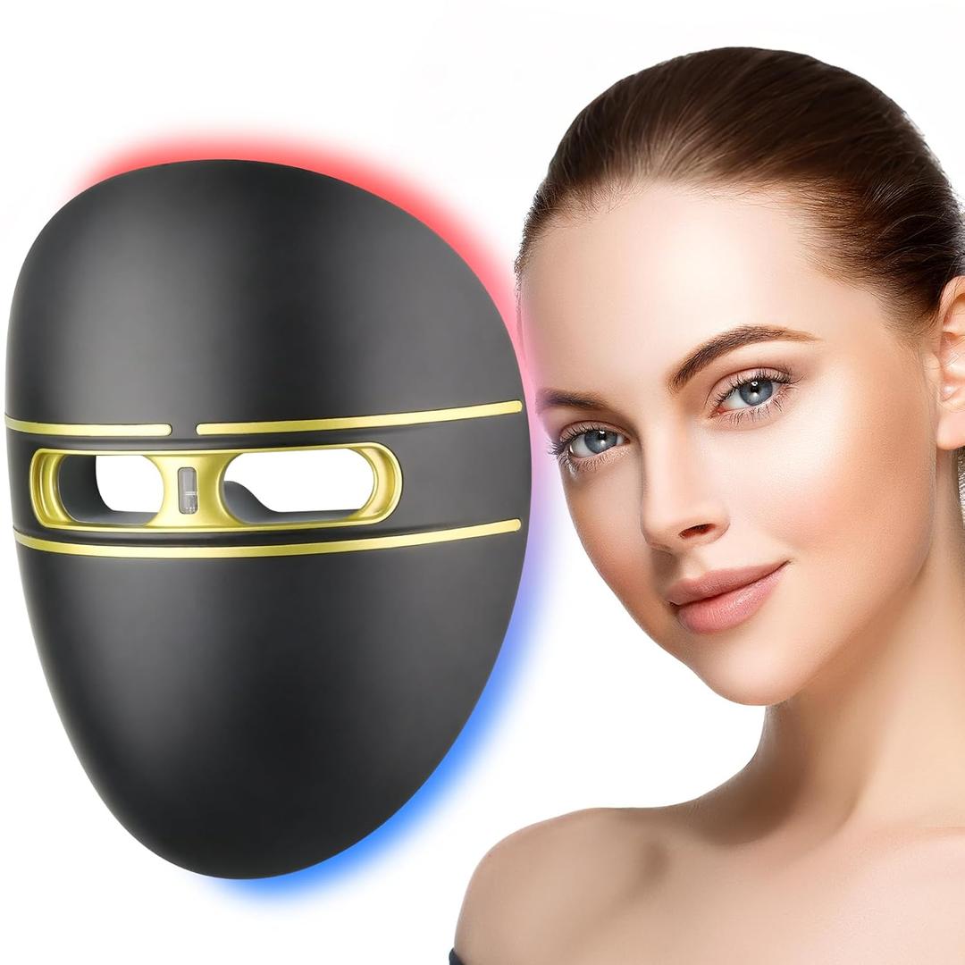 Pro-Grade FSA LED Light Therapy Facial Mask-Red & Blue Light Anti Aging for Face-HSA Salon Treatment for Acne, Wrinkles & Redness at Home