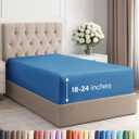 Extra Deep Twin XL Fitted Sheet - Hotel Luxury Single Fitted Sheet Only - Easily Fits 18 inch to 24 inch Mattress - Ultra Soft, Wrinkle Free with Extra Deep Pockets - Breathable & Comfy - Royal Blue
