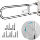 Toilet Grab Bar 30.3 Inch, Munzong Anti-Slip Handicap Grab Bars with Paper Holder, Flip-Up Bathroom Toilet Safety Rails, Stainless Steel Knurled Support handrails for Seniors Elderly Disabled Pregnant