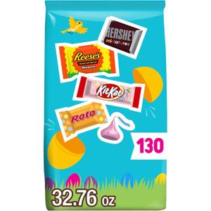 HERSHEY's Assorted Chocolate, Easter Basket Easter Candy Variety Bag, 32.76 oz (130 Pieces), BB 10/2025