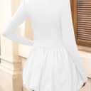 Wenrine Women Long Sleeve Bubble Mini Dress Bodycon Mock Neck Casual 2025 Cocktail Club Party Dresses (White)