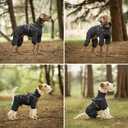PAWBOSE Dog Raincoat with Harness for Medium and Large Dogs, Adjustable Waterproof Dog Rain Jacket,Reflective Rainproof Puppy 4 Legs Raincoat-Grey,2XL