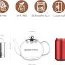 CNGLASS 900ml Glass Teapot with Removable Infuser,Clear Tea Kettle Stovetop Safe,Blooming and Loose Leaf Tea Maker (30.5oz/900ml)