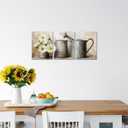 iHAPPYWALL 3 Pieces Rustic Daisy Wall Art Vintage Flower Canvas Print Country Painting Picture Farmhouse Bathroom Bedroom Wall Decor Ready to Hang