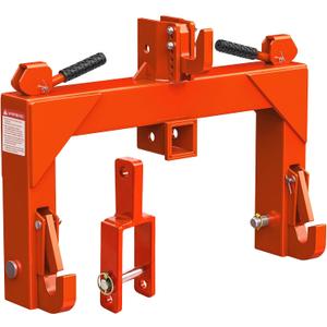 YITAMOTOR 3 Point Quick Hitch with Upgrade Versatile Adapter & 2" Receiver for Category 1 Tractors, 3000 lbs 3-Pt Trailer Hitch Attachment with 5 Level Adjustable Bolt (Orange) | 3-Pt Trailer Hitch Attachment with 5 Level Adjustable Bolt, 3000 LBS Capacity, Heavy Duty Steel, Orange Powder-Coat Finish