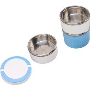 Stainless Steel Thermal Box, Healthy 3 Layers Big Capacity Retain Freshness Stackable Thermal Lunch Container for Travel for Work Lunches (Blue)