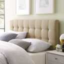 Modway Lily Tufted Linen Fabric Upholstered Queen Headboard in Beige