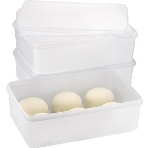 Pizza Dough Proofing Box, Pack of 3 Stackable Proofing Container with Lids, Fits 4-6 Pizza Balls(14.3x9.7 Inches), Professional Dough Box for Firdge, Kitchen, Picnic (Large)