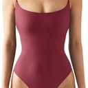 SUUKSESS Women Sexy Square Neck Thong Bodysuit Backless Cami Bodysuit Top Size S