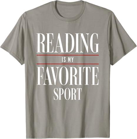 Reading is My Favorite Sport Book Lover Funny Saying Quote T-Shirt, Gray Large