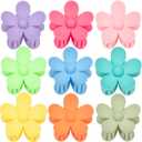 Flower Hair Clips for Women - 9 PCS Matte Claw Clips With Strong Hold for Thick and Thin Hair - Non Slip, 9 Styles (A-Multiple Colors)