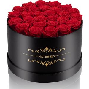 NATROSES Gifts for Her 27 Piece Forever Preserved Roses in a Box, Preserved Flowers for Delivery Birthday, Flowers Gifts for Mothers Day, Red
