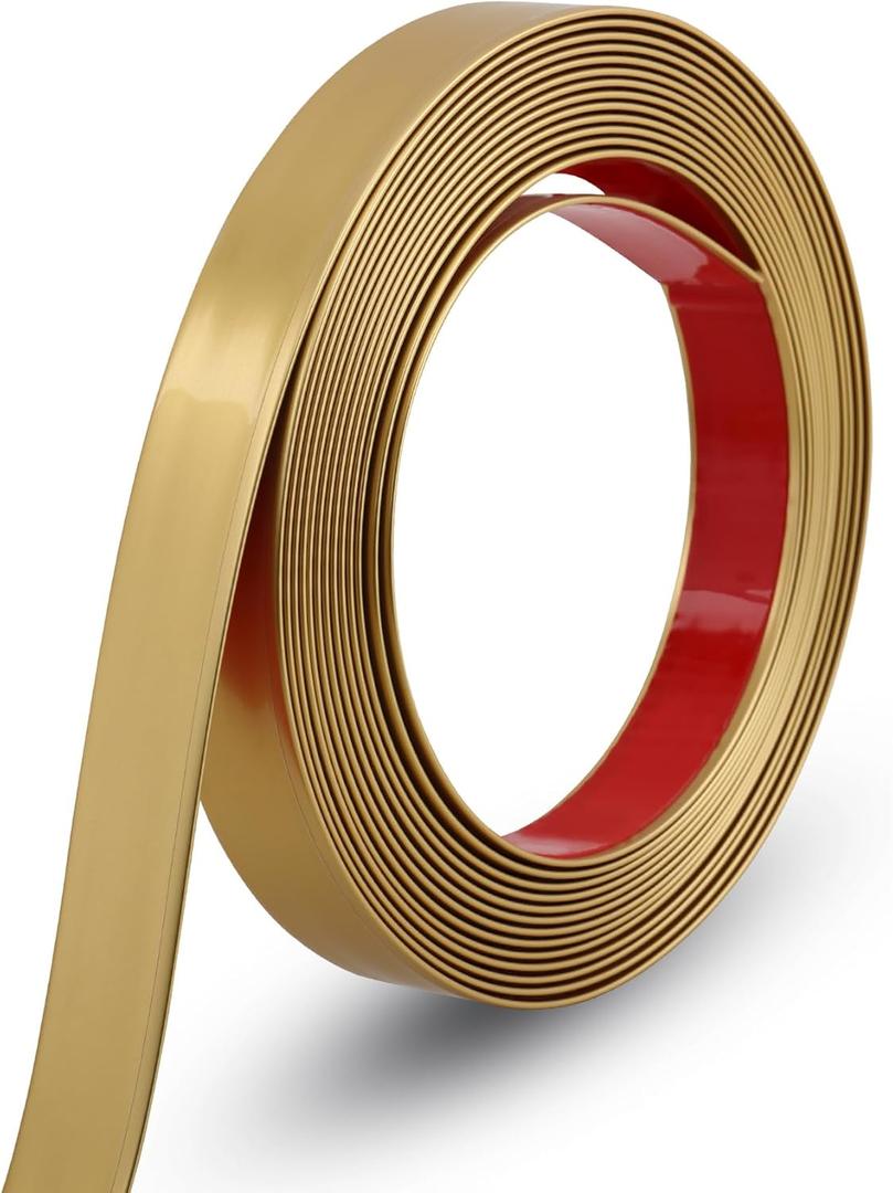 Gaahing 196.8" x 1" Matte Gold Molding & Wall Trim, Flexible Peel and Stick Decorative Strip for Tile, Mirror, Ceiling, Floor, Panel, Cabinet