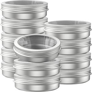 75 Pcs Clear Window Aluminum Round Cans,Candle Containers with Screw Lid,2 Oz Metal Round Tins for Crafts,Cosmetic, DIY