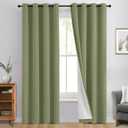 Yakamok 100% Blackout Curtain Panels 96 inches Cold and Light Blocking Drapes for Nursery, 2 Thick Layers Thermal Insulated Draperies (2 Pieces, 50 Wide Each Panel, Sage Front with White Backing)